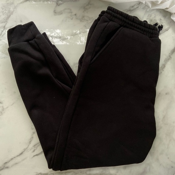 Plain Black Sweatpants with Drawstring Waist - Picture 1 of 5